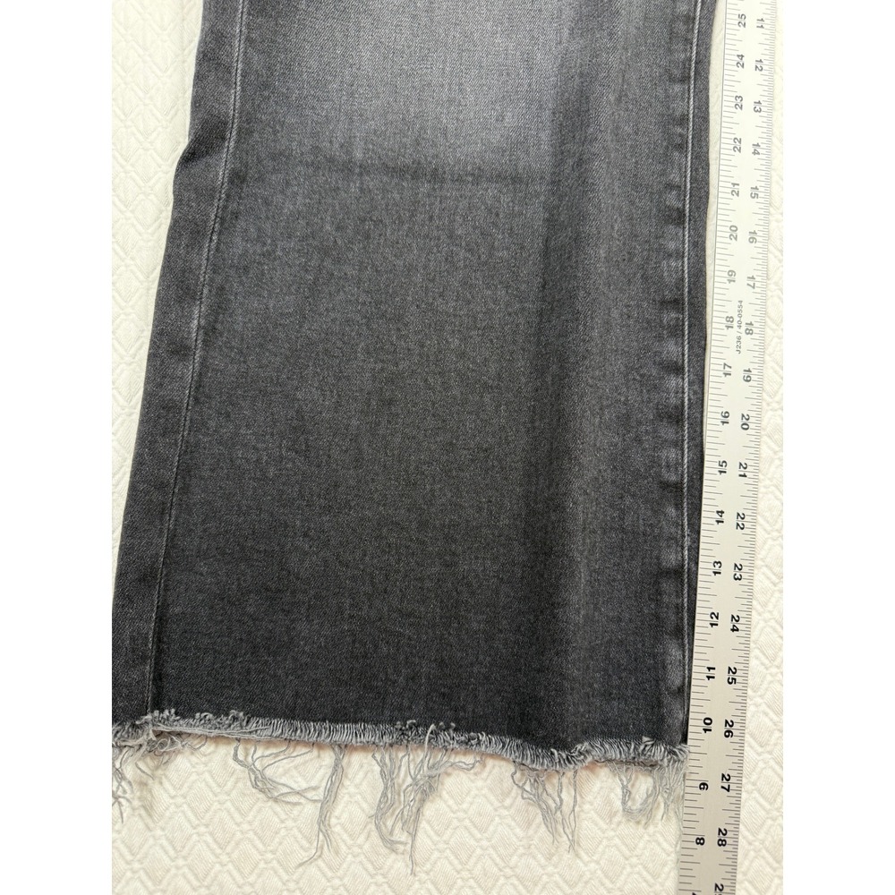 PAIGE Anessa Grunge Edgy Boho High Rise Wide Leg Jeans Fade Blk Raw Hem Fits 33 - Picture 6 of 8